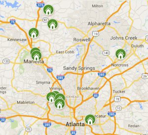 Map of Atlanta new home community locations by Brock Built