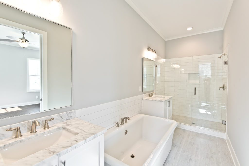 A bathroom in a West Town home