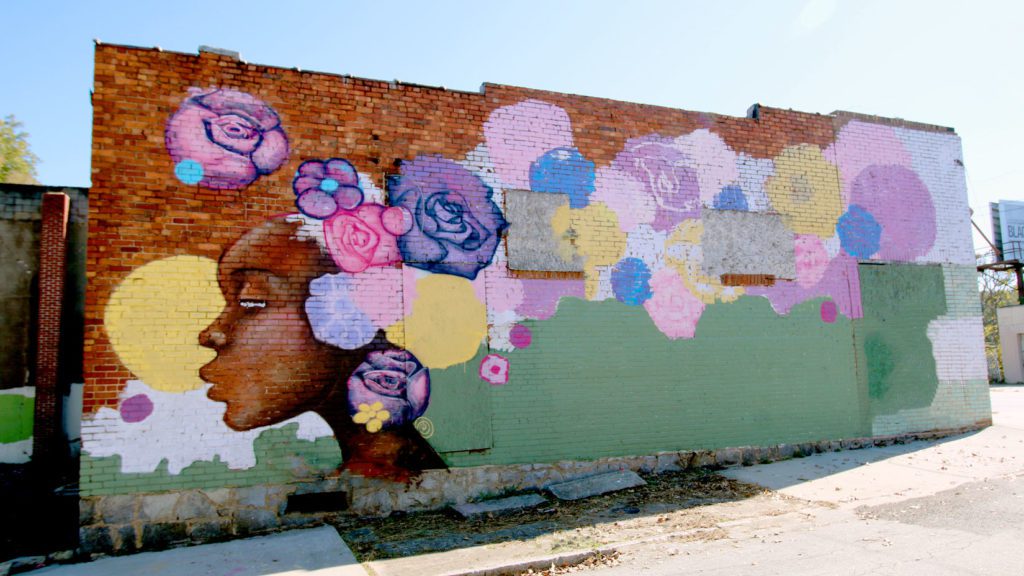 A mural installation in Atlanta