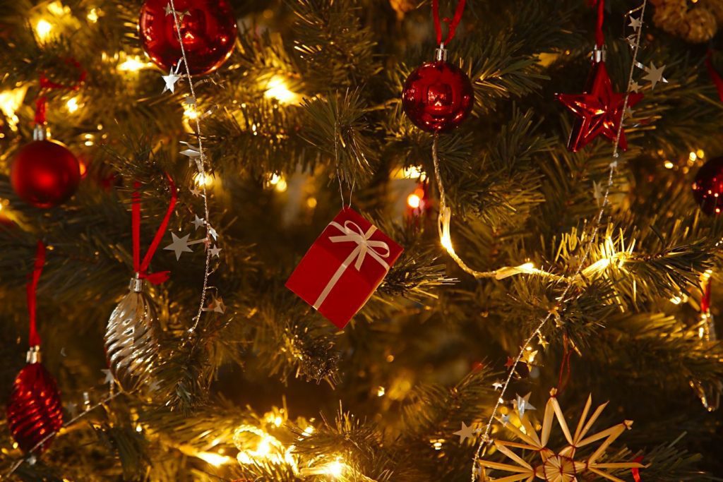 Festive decorated Christmas tree
