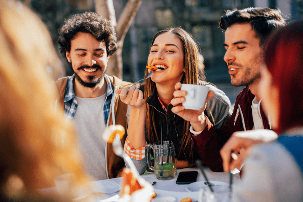 group of friends enjoying one of the restaurants in Marietta