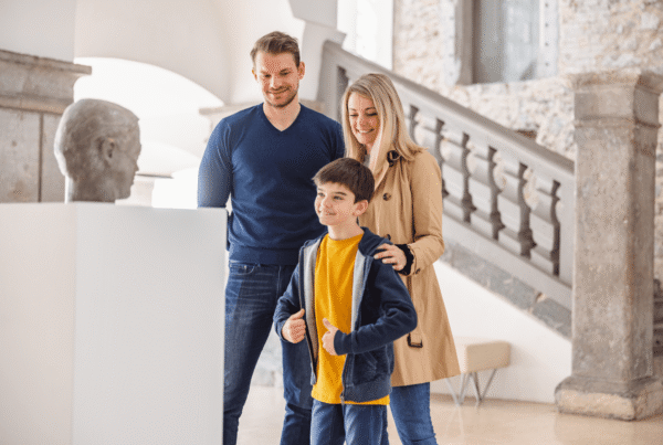 Family looking at exhibit in a museum in marietta